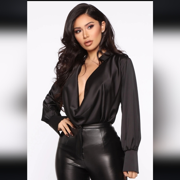 NWT Fashion Nova Small Black Touch By Touch Satin Top - Picture 1 of 6